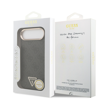 Apple iPhone 17 Air Case Guess Original Licensed Gold Metal Camera Frame Stone Triangle Logo 4G Patterned Cover - 10
