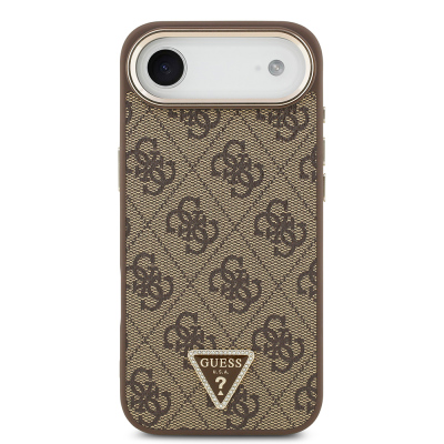Apple iPhone 17 Air Case Guess Original Licensed Gold Metal Camera Frame Stone Triangle Logo 4G Patterned Cover - 12