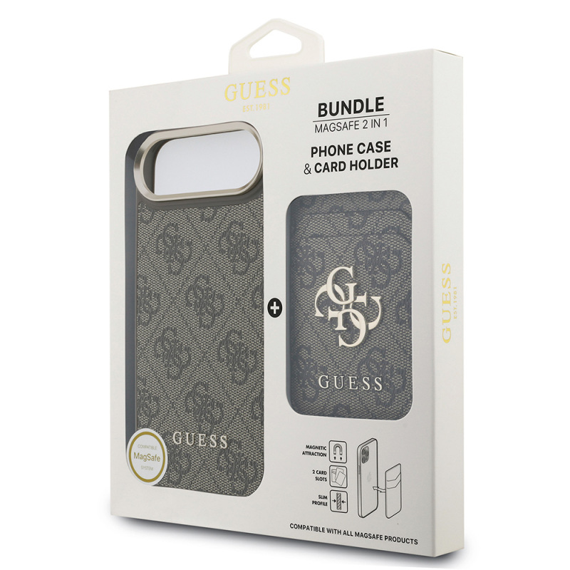Apple iPhone 17 Air Case Guess Original Licensed M-Safe Charging Feature 4G Metal Large Logo Card Holder Cover - 22