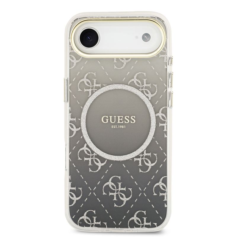 Apple iPhone 17 Air Case Guess Original Licensed M-safe Charging Feature 4G Patterned Glitter Silicone Cover - 12