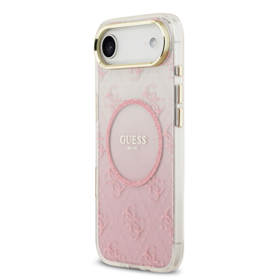 Apple iPhone 17 Air Case Guess Original Licensed M-safe Charging Feature 4G Patterned Glitter Silicone Cover - 17