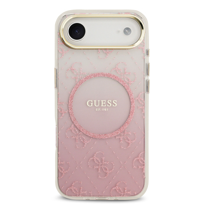 Apple iPhone 17 Air Case Guess Original Licensed M-safe Charging Feature 4G Patterned Glitter Silicone Cover - 18
