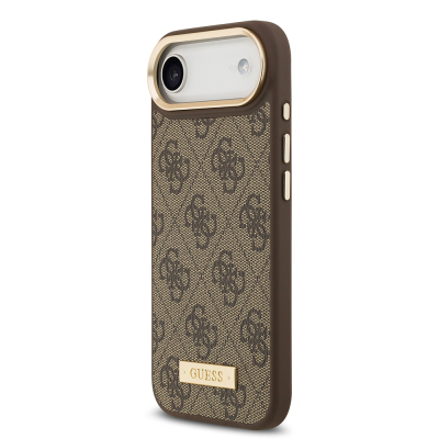 Apple iPhone 17 Air Case Guess Original Licensed M-safe Charging Feature 4G Patterned PU Metal Plate Classic Logo Cover - 7