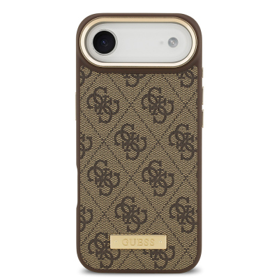 Apple iPhone 17 Air Case Guess Original Licensed M-safe Charging Feature 4G Patterned PU Metal Plate Classic Logo Cover - 6