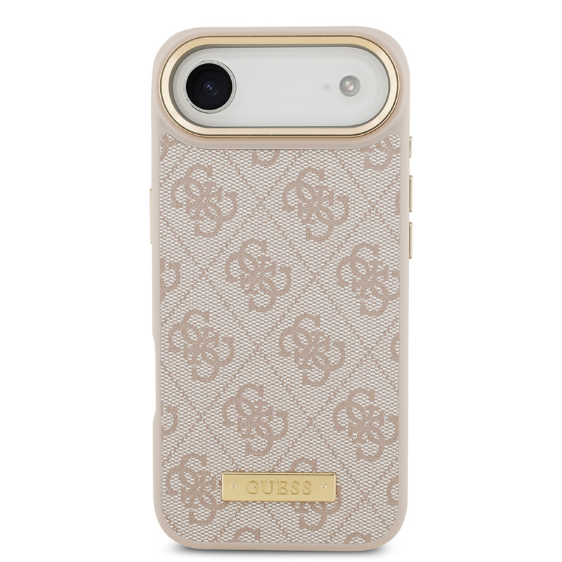 Apple iPhone 17 Air Case Guess Original Licensed M-safe Charging Feature 4G Patterned PU Metal Plate Classic Logo Cover - 18