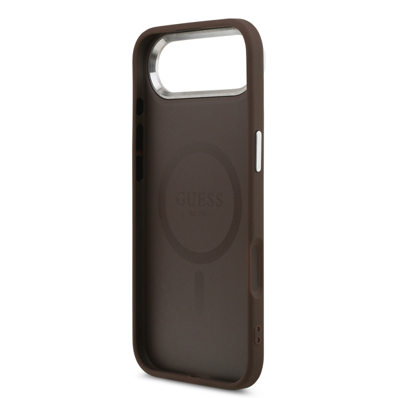 Apple iPhone 17 Air Case Guess Original Licensed M-Safe Charging Feature Classic Script Logo PU Leather Cover - 9