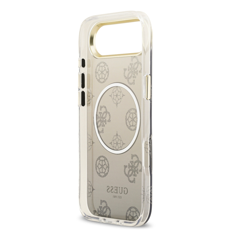 Apple iPhone 17 Air Case Guess Original Licensed M-Safe Charging Feature Glittery Peony Patterned Silicone Cover - 15