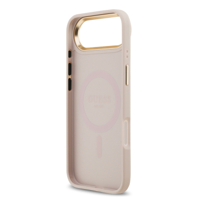Apple iPhone 17 Air Case Guess Original Licensed M-safe Charging Feature Hot Printed Text Logo PU Leather Peony Cover - 16