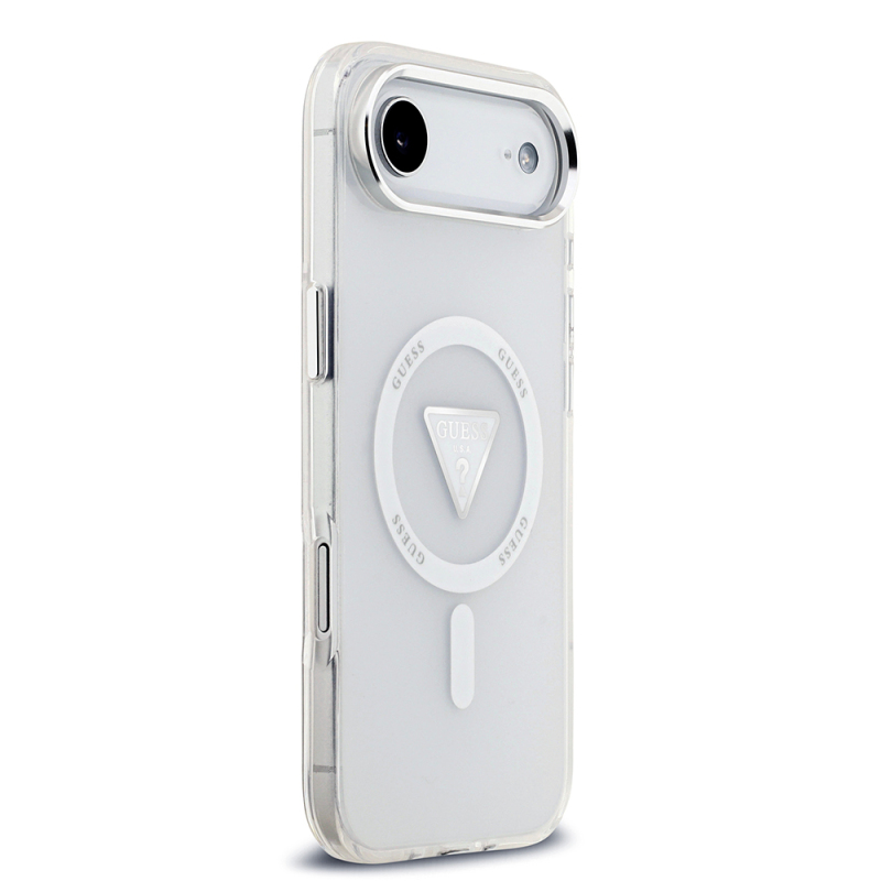 Apple iPhone 17 Air Case Guess Original Licensed M-Safe Charging Feature IML Printed Triangle Logo Metal Camera Frame Cover - 5