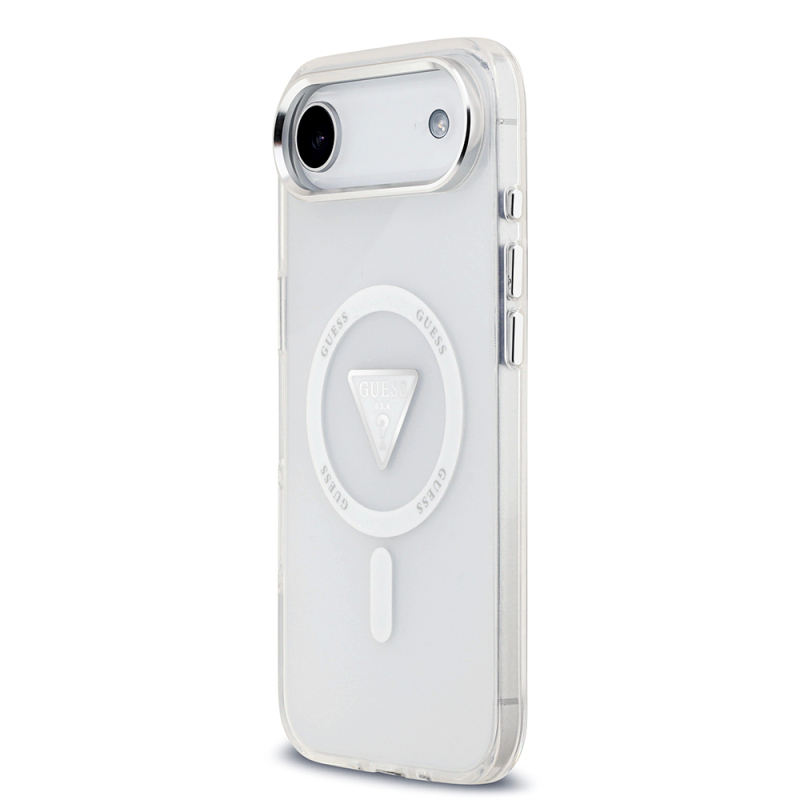 Apple iPhone 17 Air Case Guess Original Licensed M-Safe Charging Feature IML Printed Triangle Logo Metal Camera Frame Cover - 6