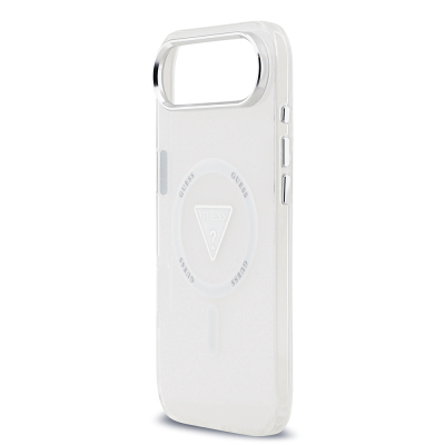 Apple iPhone 17 Air Case Guess Original Licensed M-Safe Charging Feature IML Printed Triangle Logo Metal Camera Frame Cover - 8