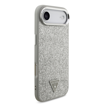 Apple iPhone 17 Air Case Guess Original Licensed M-Safe Charging Feature Metal Camera Frame Triangle Logo Glitter Cover - 8