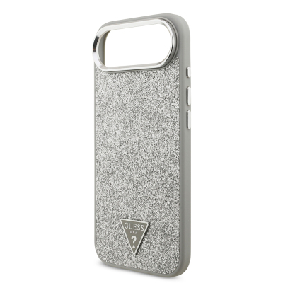 Apple iPhone 17 Air Case Guess Original Licensed M-Safe Charging Feature Metal Camera Frame Triangle Logo Glitter Cover - 10