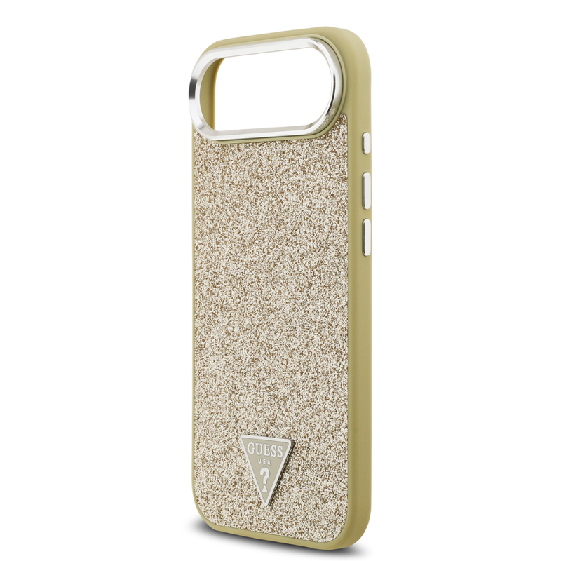 Apple iPhone 17 Air Case Guess Original Licensed M-Safe Charging Feature Metal Camera Frame Triangle Logo Glitter Cover - 22