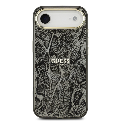 Apple iPhone 17 Air Case Guess Original Licensed M-safe Charging Featured Python Patterned Cover with Text Logo - 11