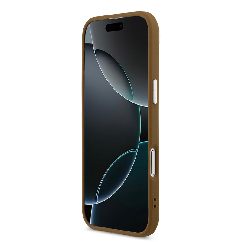 Apple iPhone 17 Air Case Guess Original Licensed M-safe Charging Function PU Leather Metal Camera Frame Triangle Logo Cover - 14