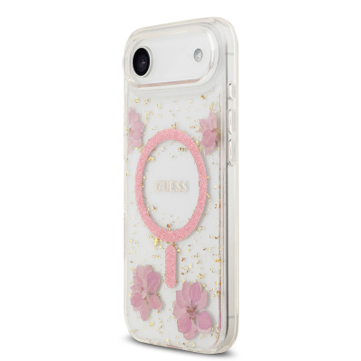 Apple iPhone 17 Air Case Guess Original Licensed M-safe Charging Transparent Resin Flowers Cover - 10