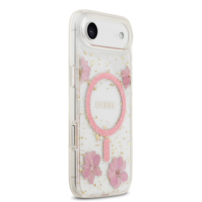 Apple iPhone 17 Air Case Guess Original Licensed M-safe Charging Transparent Resin Flowers Cover - 12