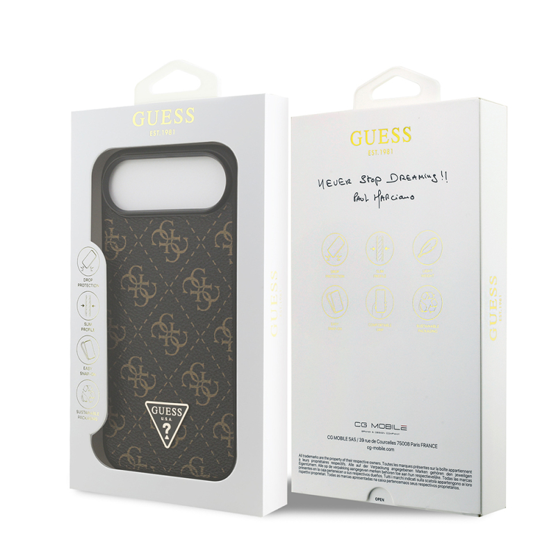 Apple iPhone 17 Air Case Guess Original Licensed PU Leather 4G Patterned Triangle Logo Cover - 9