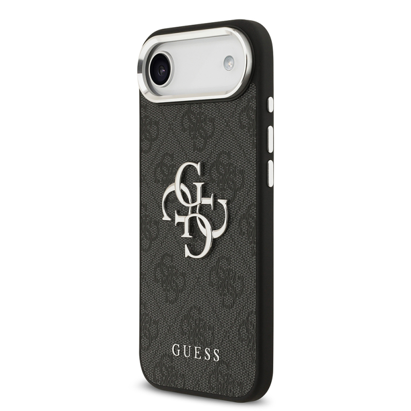 Apple iPhone 17 Air Case Guess Original Licensed Silver Metal Camera Frame 4G Patterned Metal Big 4G and Text Logo Cover - 4