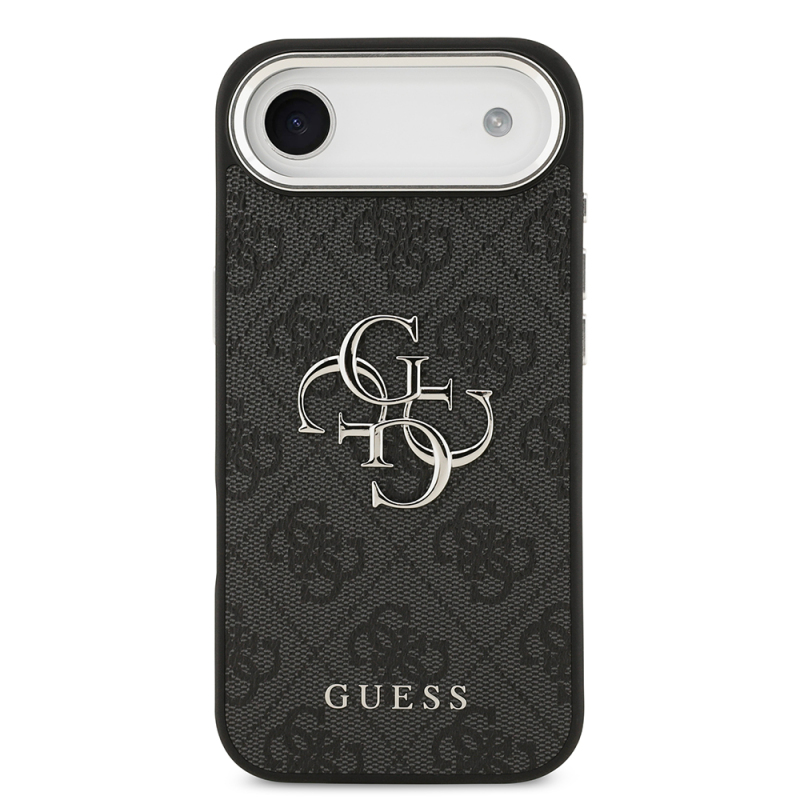 Apple iPhone 17 Air Case Guess Original Licensed Silver Metal Camera Frame 4G Patterned Metal Big 4G and Text Logo Cover - 5