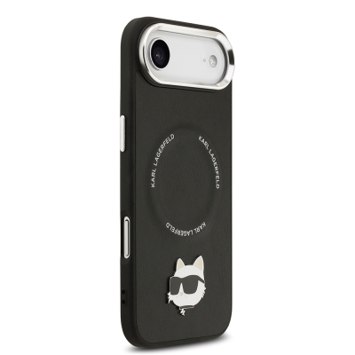 Apple iPhone 17 Air Case Karl Lagerfeld Original Licensed M-Safe Charging Feature Metal Camera and Button Design Choupette PU Leather Cover - 5