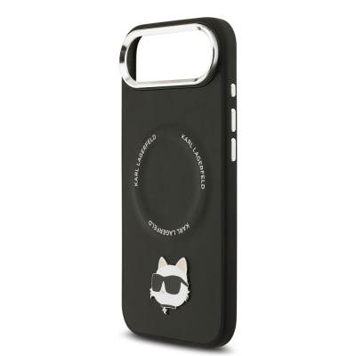 Apple iPhone 17 Air Case Karl Lagerfeld Original Licensed M-Safe Charging Feature Metal Camera and Button Design Choupette PU Leather Cover - 7