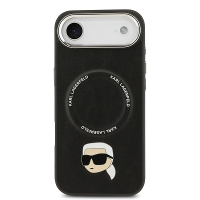 Apple iPhone 17 Air Case Karl Lagerfeld Original Licensed M-Safe Charging Feature Metal Camera and Button Design Karl PU Leather Cover - 4