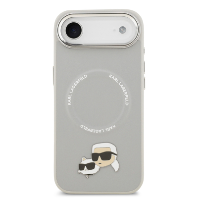 Apple iPhone 17 Air Case Karl Lagerfeld Original Licensed M-Safe Charging Feature Metal Camera and Button Design K&C PU Leather Cover - 6