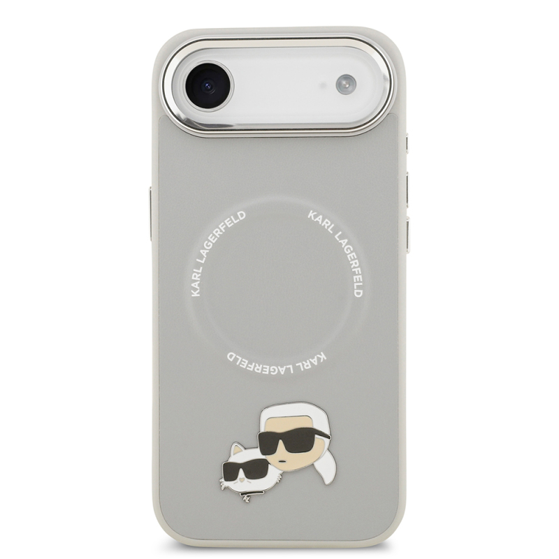 Apple iPhone 17 Air Case Karl Lagerfeld Original Licensed M-Safe Charging Feature Metal Camera and Button Design K&C PU Leather Cover - 6