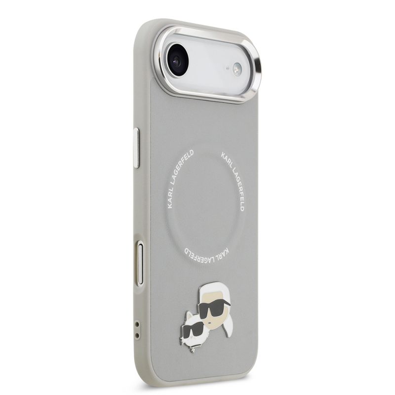 Apple iPhone 17 Air Case Karl Lagerfeld Original Licensed M-Safe Charging Feature Metal Camera and Button Design K&C PU Leather Cover - 7