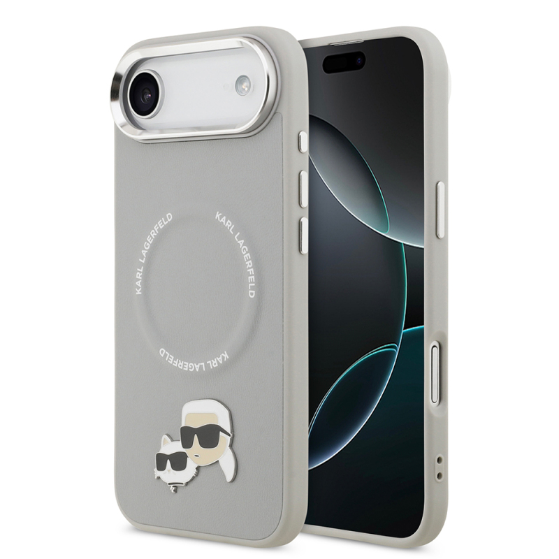 Apple iPhone 17 Air Case Karl Lagerfeld Original Licensed M-Safe Charging Feature Metal Camera and Button Design K&C PU Leather Cover - 2