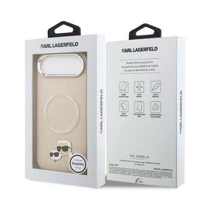 Apple iPhone 17 Air Case Karl Lagerfeld Original Licensed M-Safe Charging Feature Metal Camera and Button Design K&C PU Leather Cover - 24