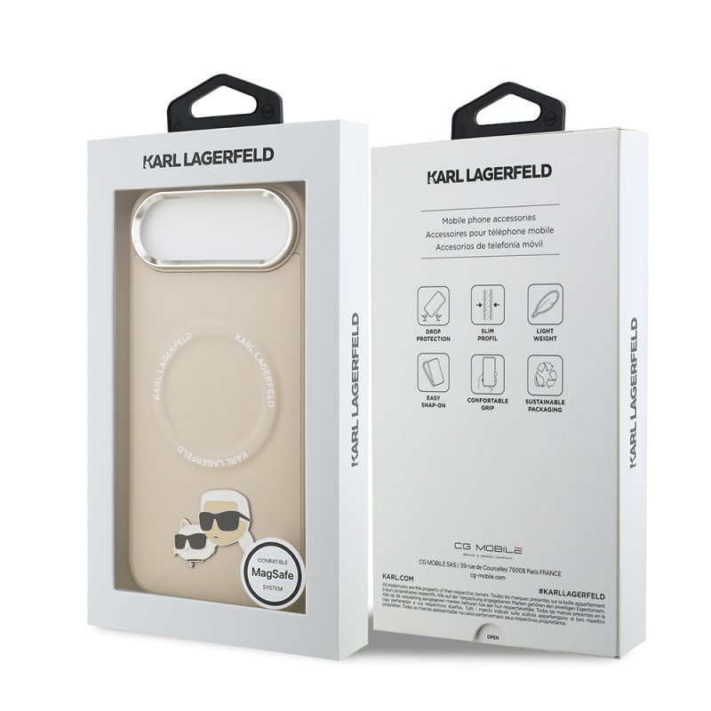 Apple iPhone 17 Air Case Karl Lagerfeld Original Licensed M-Safe Charging Feature Metal Camera and Button Design K&C PU Leather Cover - 24