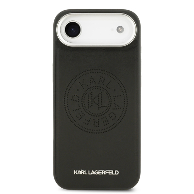 Apple iPhone 17 Air Case Karl Lagerfeld Original Licensed M-safe Charging Feature Perforated Design Metal Logo PU Leather Cover - 4