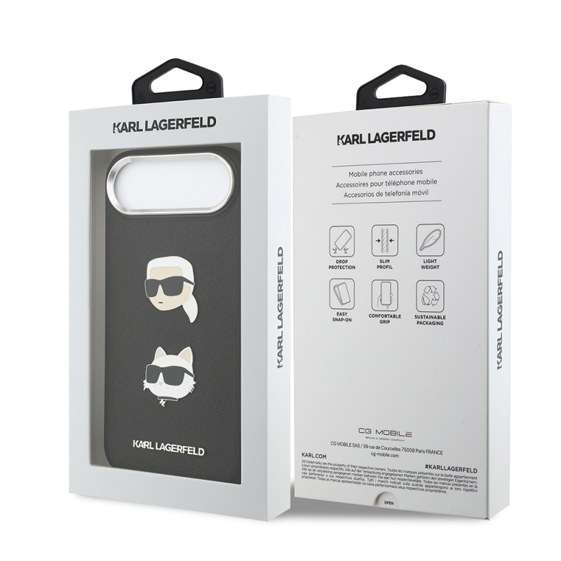 Apple iPhone 17 Air Case Karl Lagerfeld Original Licensed Metal Logo K&C Heads Pin Cover - 16