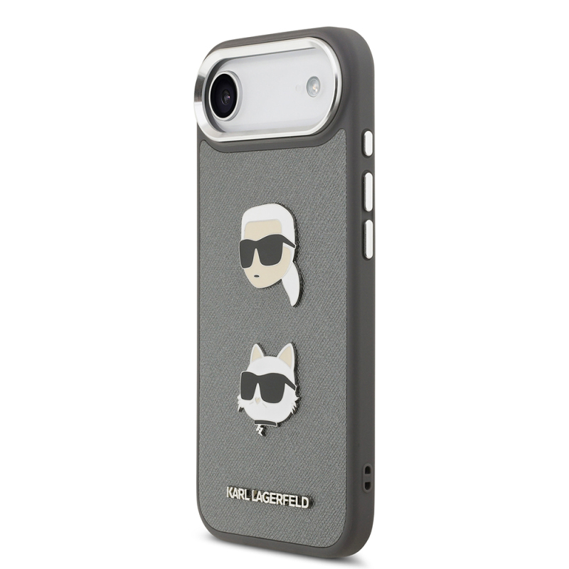 Apple iPhone 17 Air Case Karl Lagerfeld Original Licensed Metal Logo K&C Heads Pin Cover - 10
