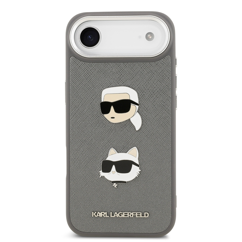 Apple iPhone 17 Air Case Karl Lagerfeld Original Licensed Metal Logo K&C Heads Pin Cover - 11