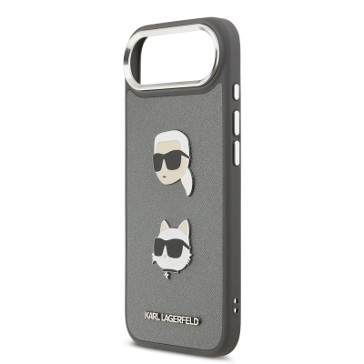 Apple iPhone 17 Air Case Karl Lagerfeld Original Licensed Metal Logo K&C Heads Pin Cover - 14