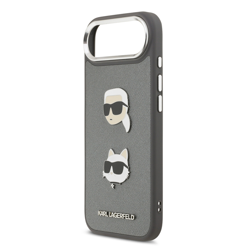 Apple iPhone 17 Air Case Karl Lagerfeld Original Licensed Metal Logo K&C Heads Pin Cover - 14
