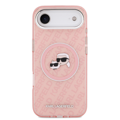 Apple iPhone 17 Air Case Karl Lagerfeld Original Licensed Shining Glittery Karl & Choupette Heads Cover - 6