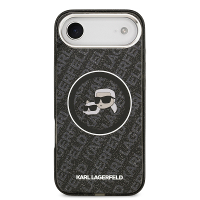 Apple iPhone 17 Air Case Karl Lagerfeld Original Licensed Shining Glittery Karl & Choupette Heads Cover - 12