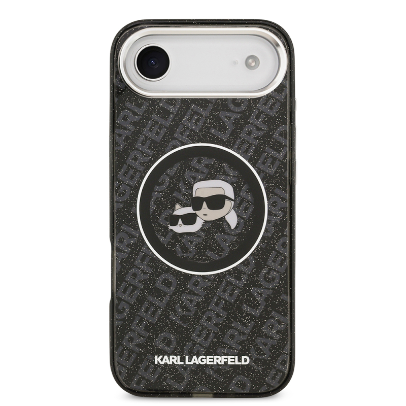 Apple iPhone 17 Air Case Karl Lagerfeld Original Licensed Shining Glittery Karl & Choupette Heads Cover - 12