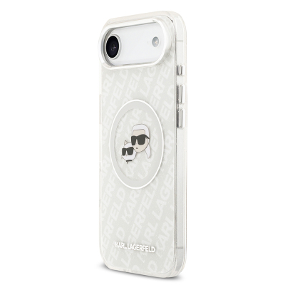 Apple iPhone 17 Air Case Karl Lagerfeld Original Licensed Shining Glittery Karl & Choupette Heads Cover - 17