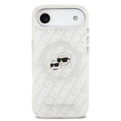 Apple iPhone 17 Air Case Karl Lagerfeld Original Licensed Shining Glittery Karl & Choupette Heads Cover - 18