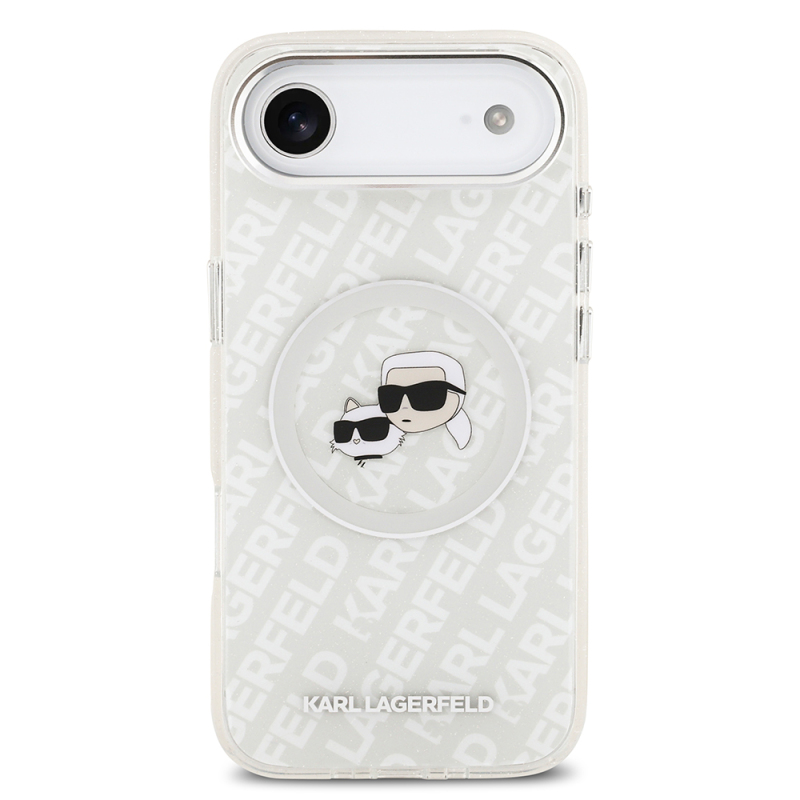 Apple iPhone 17 Air Case Karl Lagerfeld Original Licensed Shining Glittery Karl & Choupette Heads Cover - 18