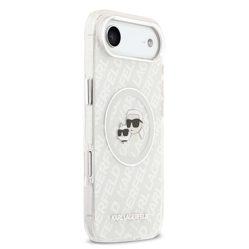 Apple iPhone 17 Air Case Karl Lagerfeld Original Licensed Shining Glittery Karl & Choupette Heads Cover - 19