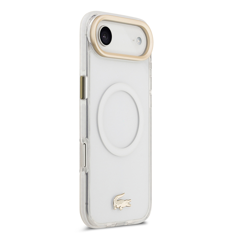 Apple iPhone 17 Air Case Lacoste Original Licensed M-Safe Charging Feature Gold Crocodile Logo Frosted Cover - 7