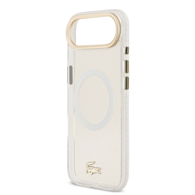 Apple iPhone 17 Air Case Lacoste Original Licensed M-Safe Charging Feature Gold Crocodile Logo Frosted Cover - 9