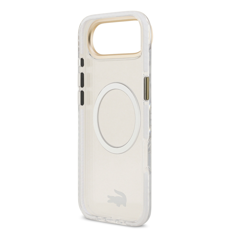 Apple iPhone 17 Air Case Lacoste Original Licensed M-Safe Charging Feature Gold Crocodile Logo Frosted Cover - 10